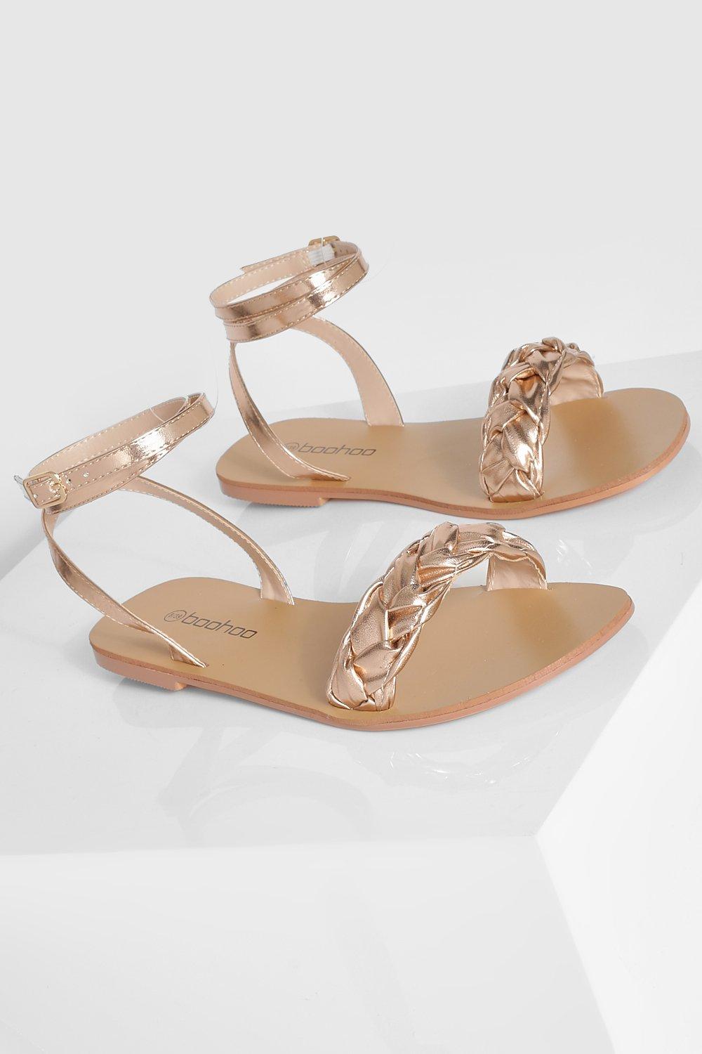 Rose gold sandals sales boohoo